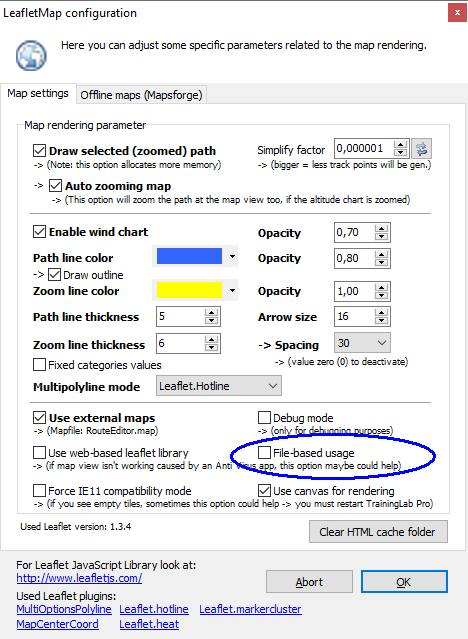 TrainingLab Leaflet Options