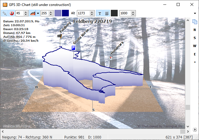 TrainingLab 3D Höhenprofil